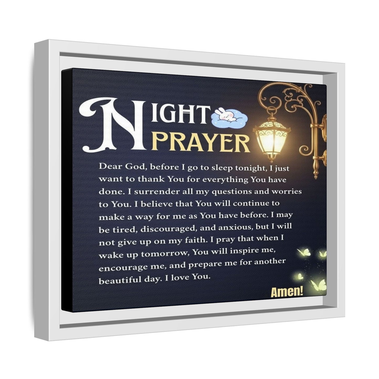 Framed Matte Canvas Night Prayer Art, Home Decor, Gift (Multiple sizes)