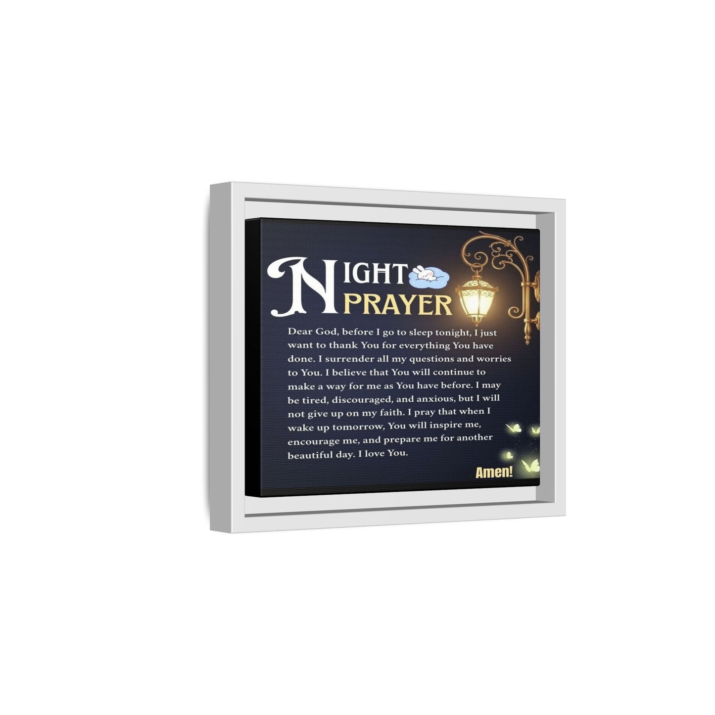 Framed Matte Canvas Night Prayer Art, Home Decor, Gift (Multiple sizes)
