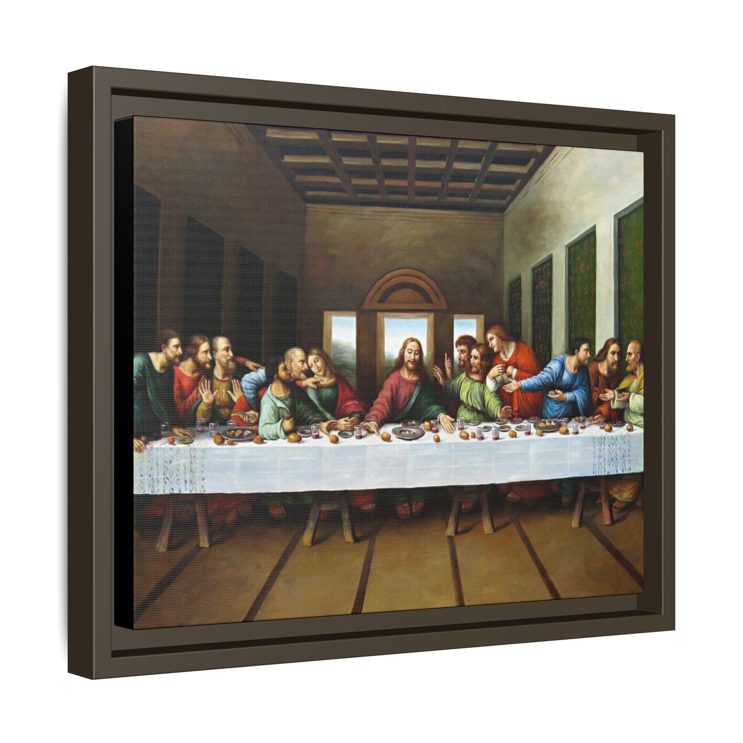 Framed Matte Canvas Last Supper Wall Art, Religious Home Gift Decor (Multiple sizes)