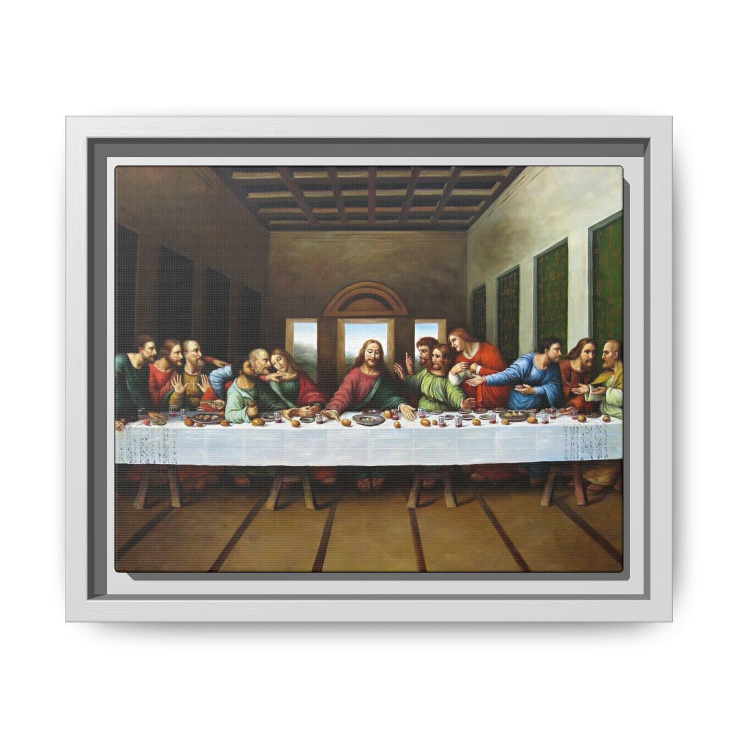 Framed Matte Canvas Last Supper Wall Art, Religious Home Gift Decor (Multiple sizes)