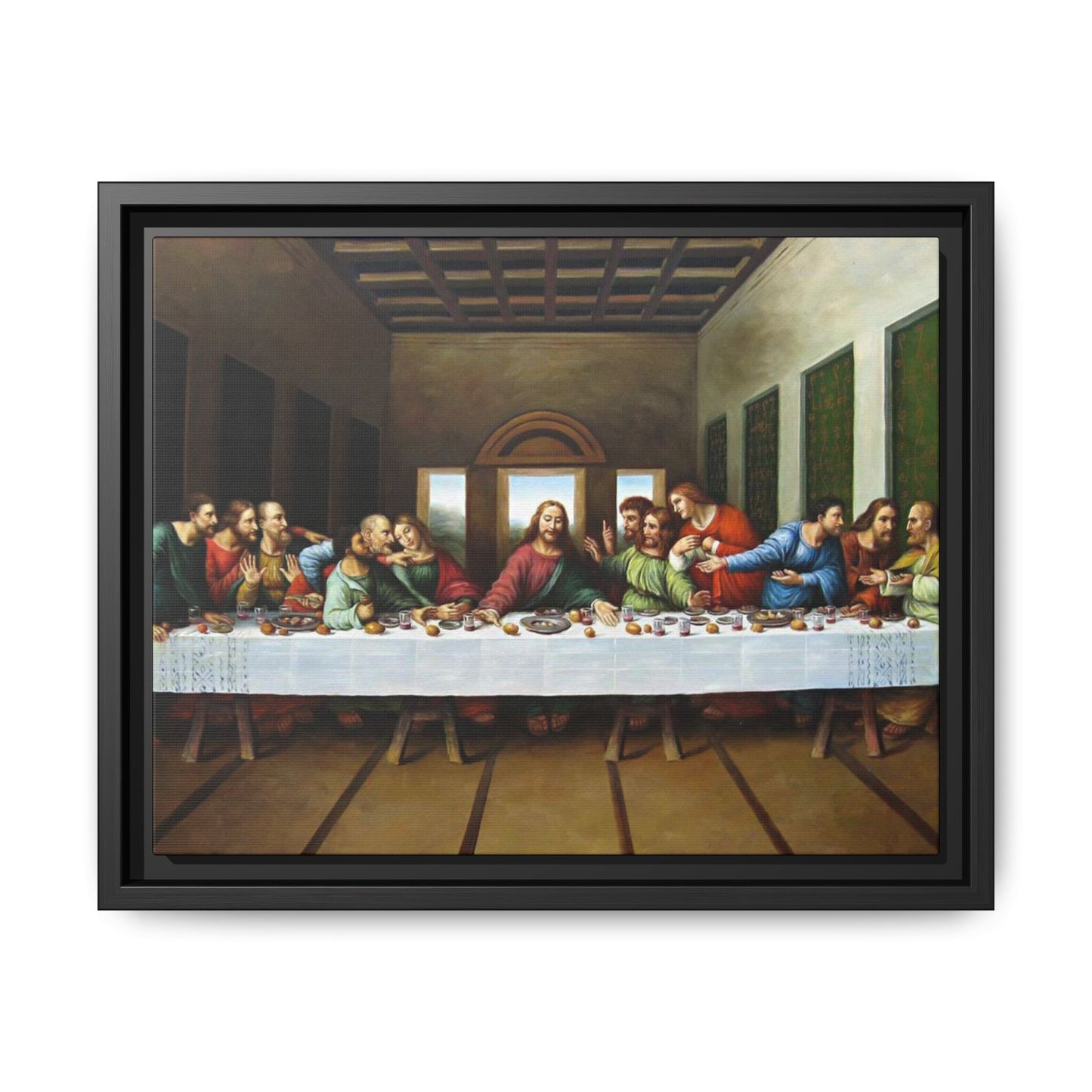 Framed Matte Canvas Last Supper Wall Art, Religious Home Gift Decor (Multiple sizes)