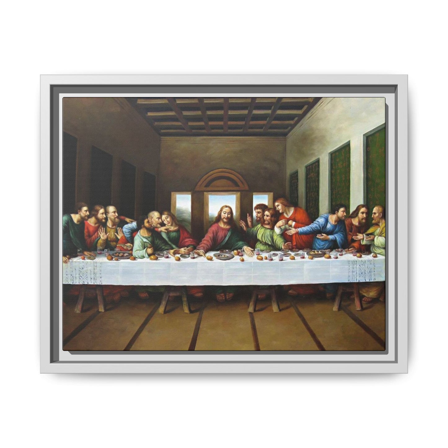 Framed Matte Canvas Last Supper Wall Art, Religious Home Gift Decor (Multiple sizes)