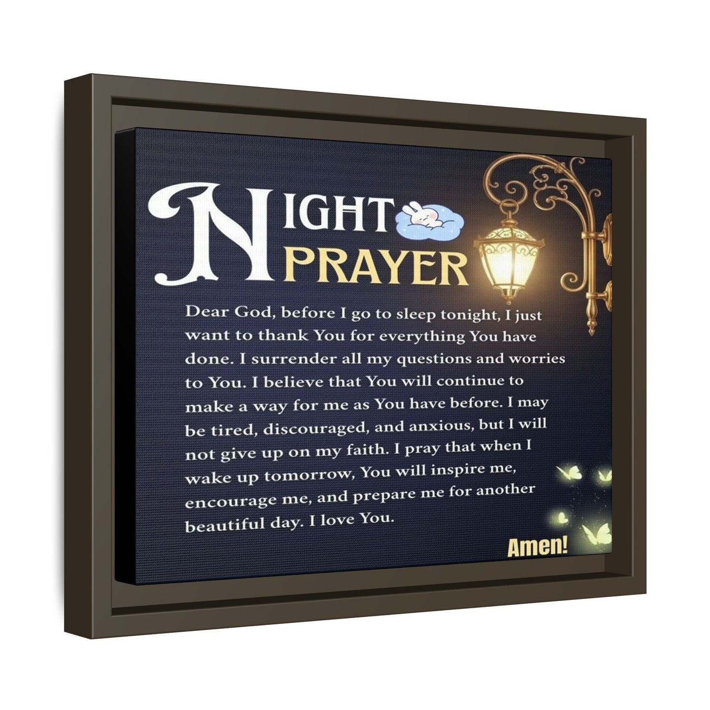 Framed Matte Canvas Night Prayer Art, Home Decor, Gift (Multiple sizes)
