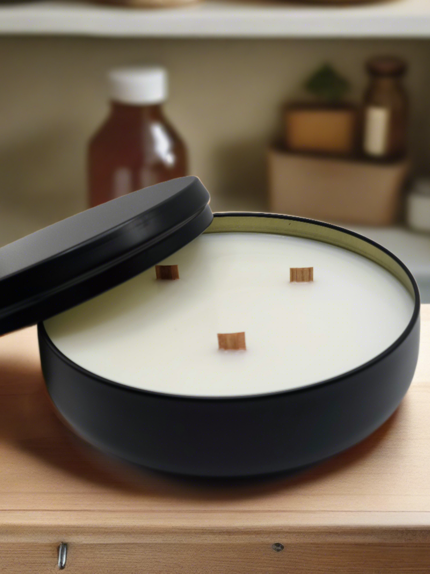Elegant 16 oz Black Tin Candles