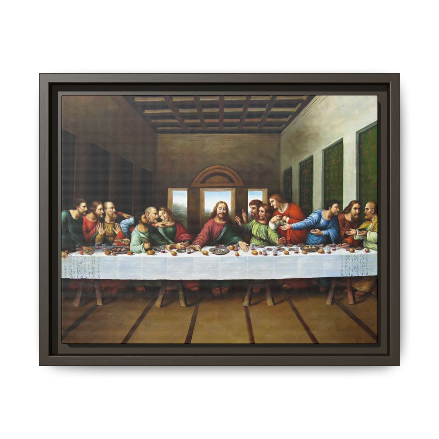 Framed Matte Canvas Last Supper Wall Art, Religious Home Gift Decor (Multiple sizes)