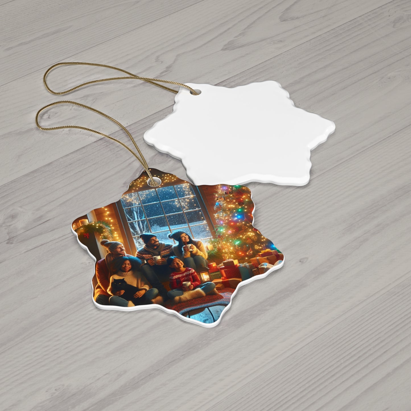 Ceramic Ornament: Cozy Family Scene, Holiday Home Decor