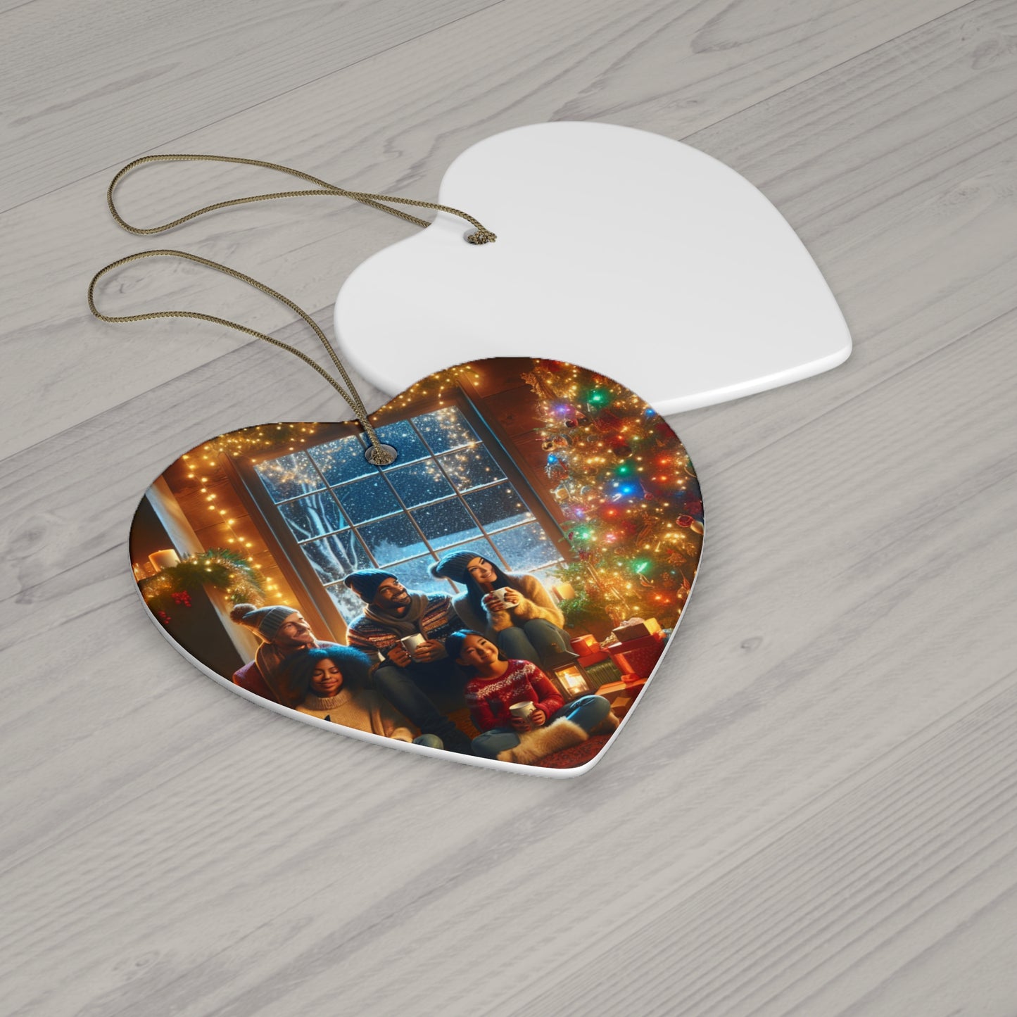 Ceramic Ornament: Cozy Family Scene, Holiday Home Decor