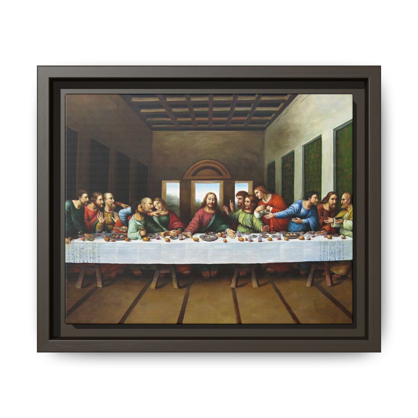 Framed Matte Canvas Last Supper Wall Art, Religious Home Gift Decor (Multiple sizes)