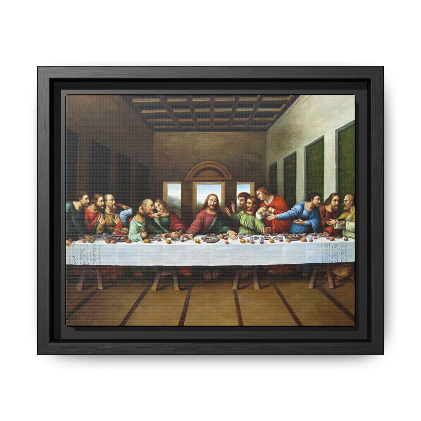Framed Matte Canvas Last Supper Wall Art, Religious Home Gift Decor (Multiple sizes)