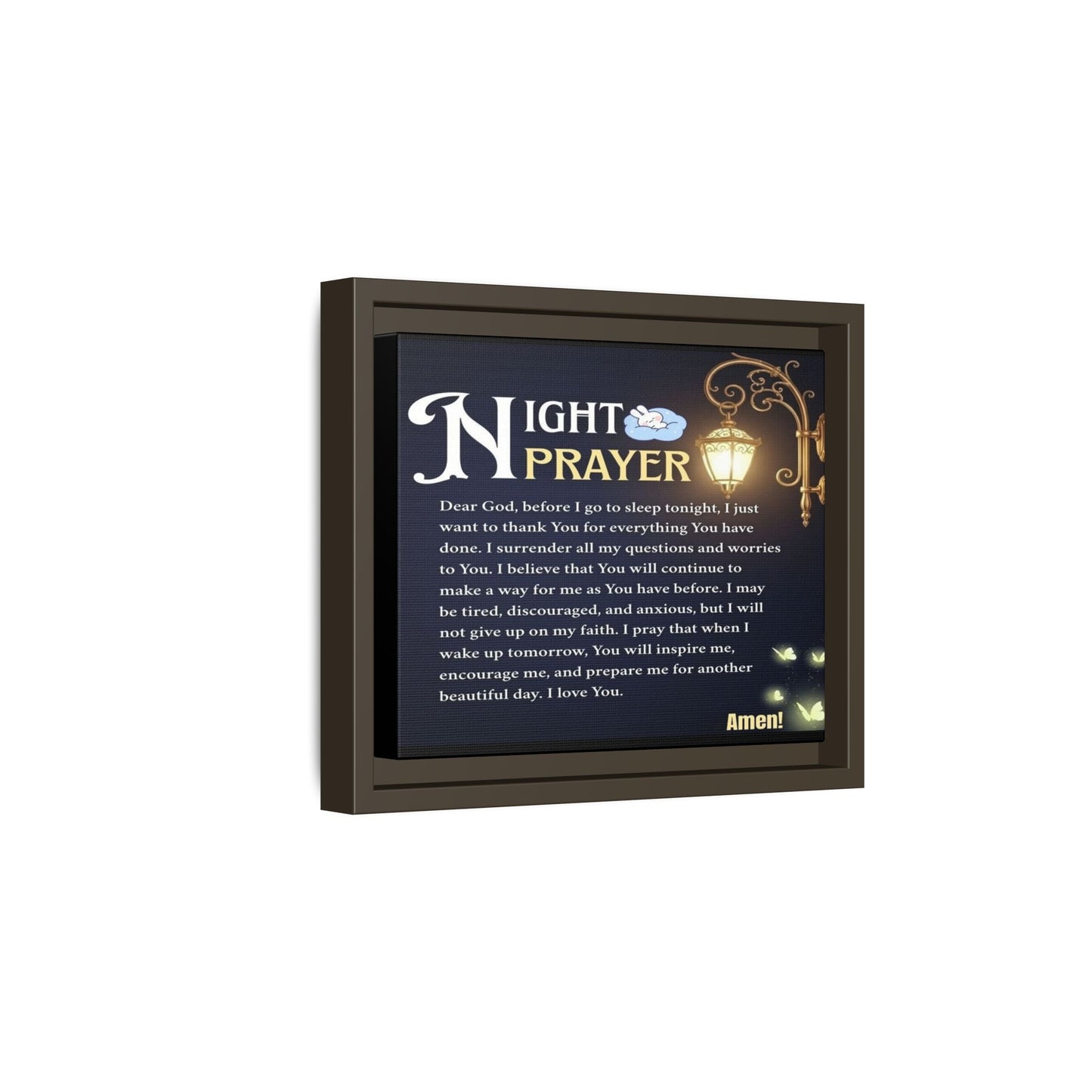 Framed Matte Canvas Night Prayer Art, Home Decor, Gift (Multiple sizes)