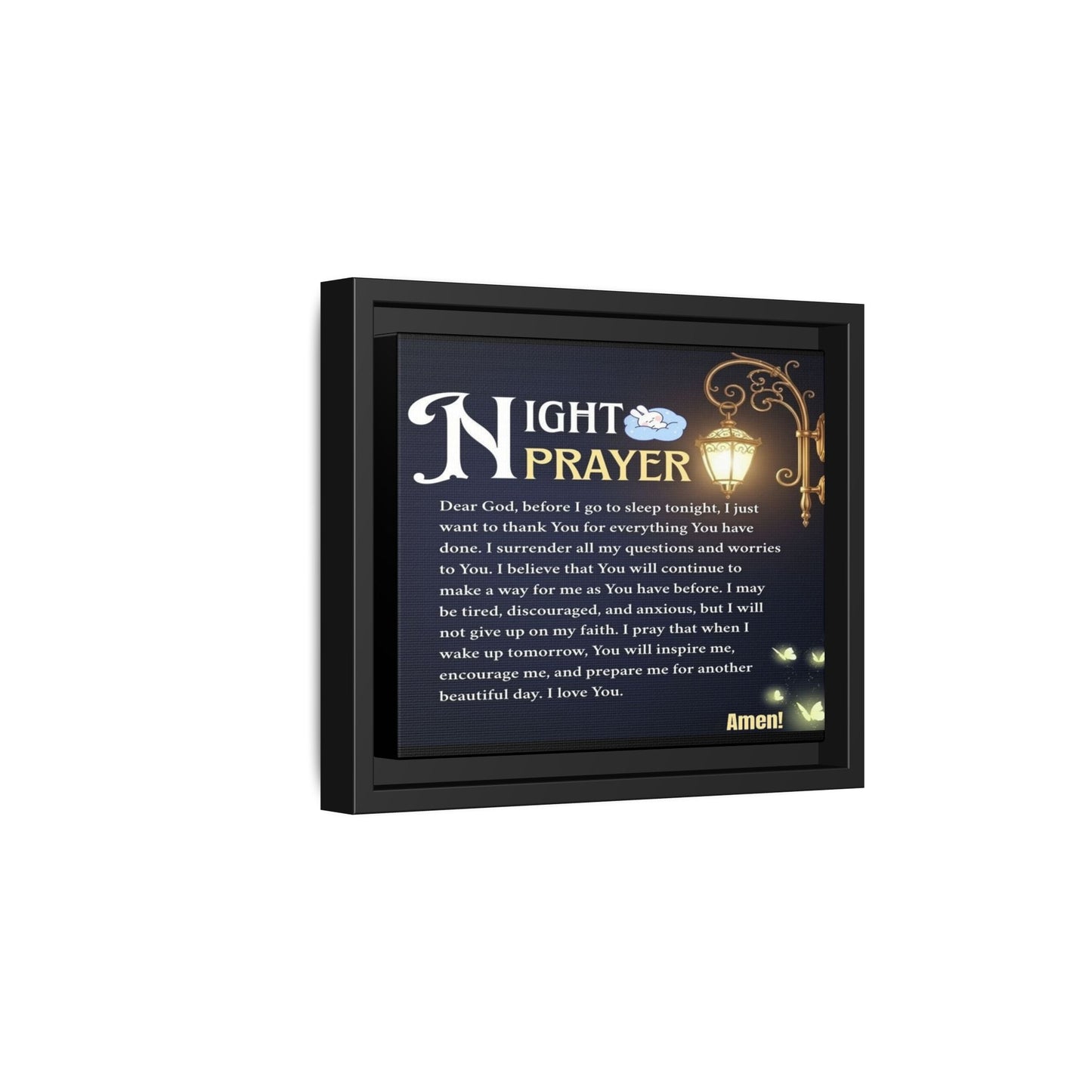 Framed Matte Canvas Night Prayer Art, Home Decor, Gift (Multiple sizes)