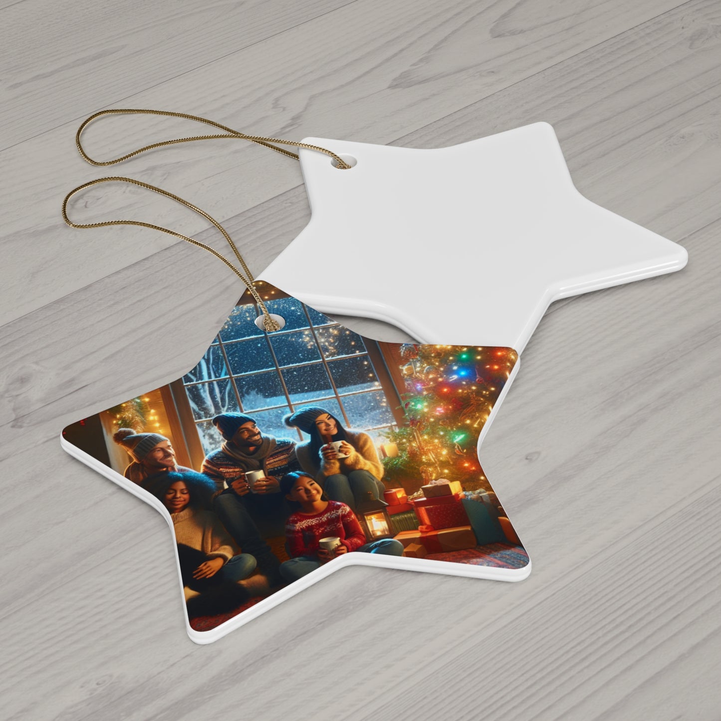 Ceramic Ornament: Cozy Family Scene, Holiday Home Decor