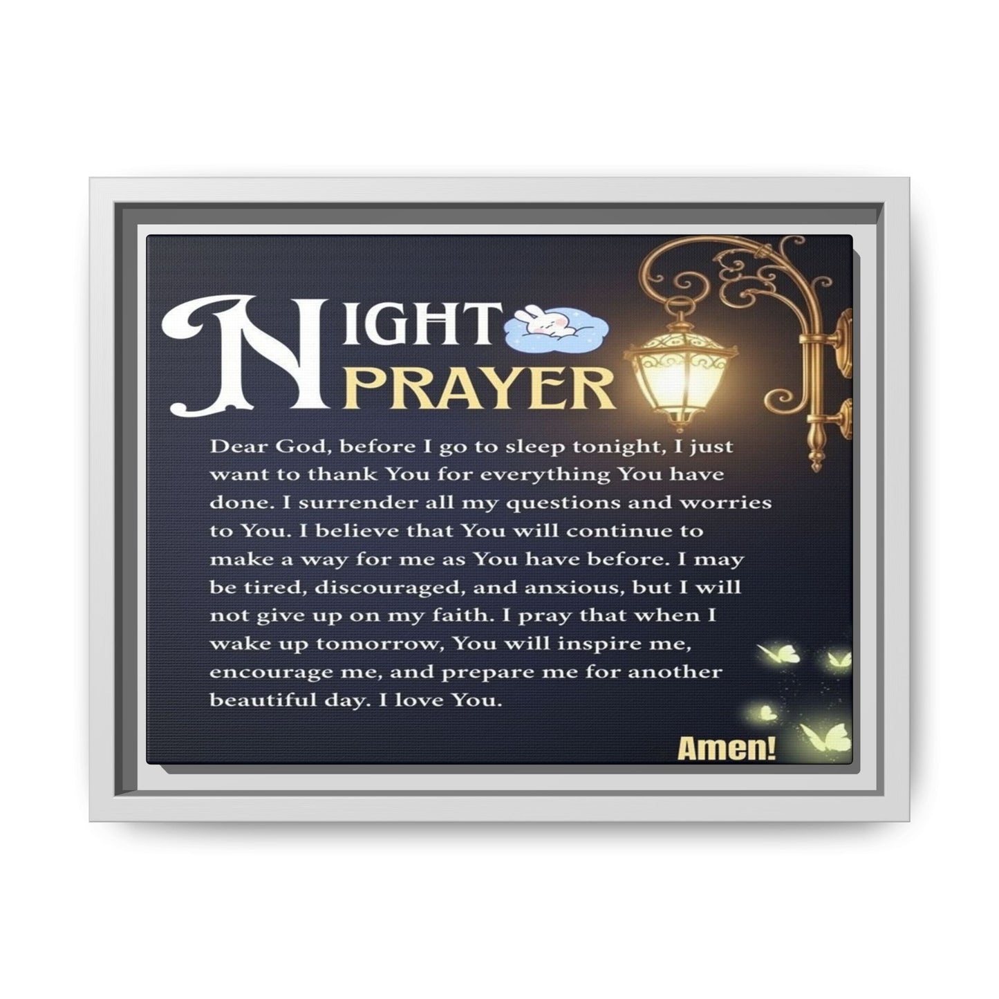 Framed Matte Canvas Night Prayer Art, Home Decor, Gift (Multiple sizes)