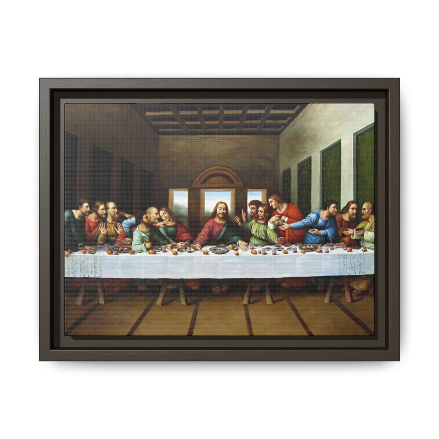 Framed Matte Canvas Last Supper Wall Art, Religious Home Gift Decor (Multiple sizes)