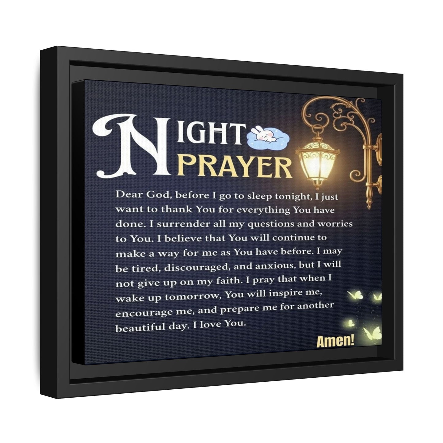 Framed Matte Canvas Night Prayer Art, Home Decor, Gift (Multiple sizes)