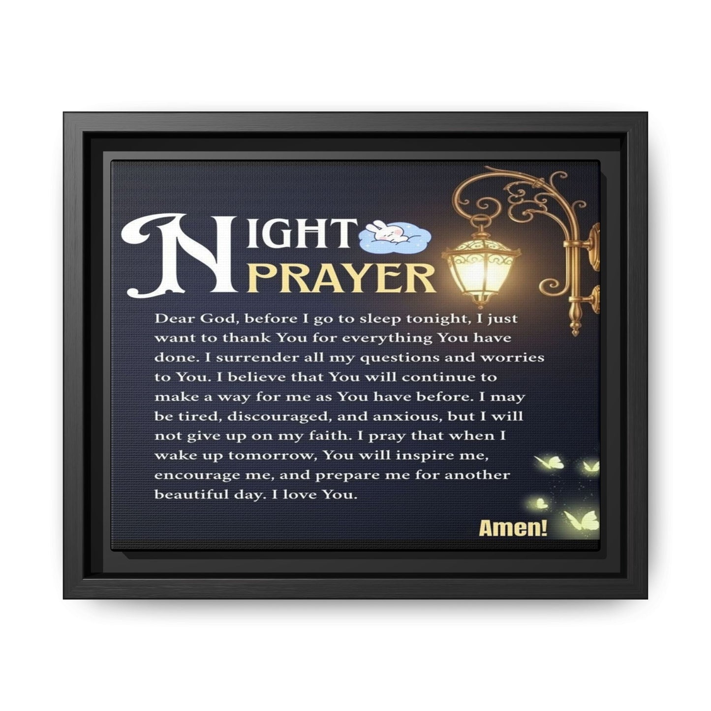 Framed Matte Canvas Night Prayer Art, Home Decor, Gift (Multiple sizes)