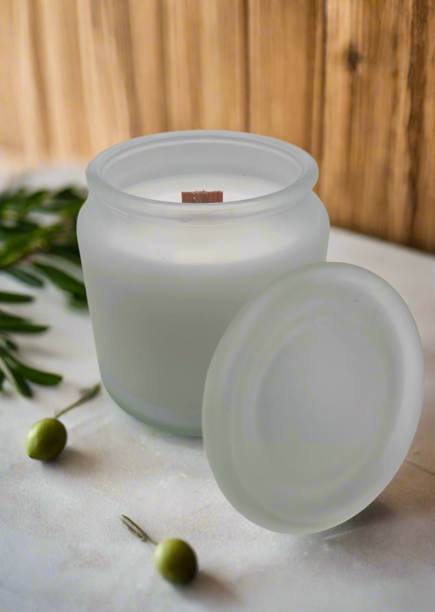 16 oz Frosted White Glass Candle