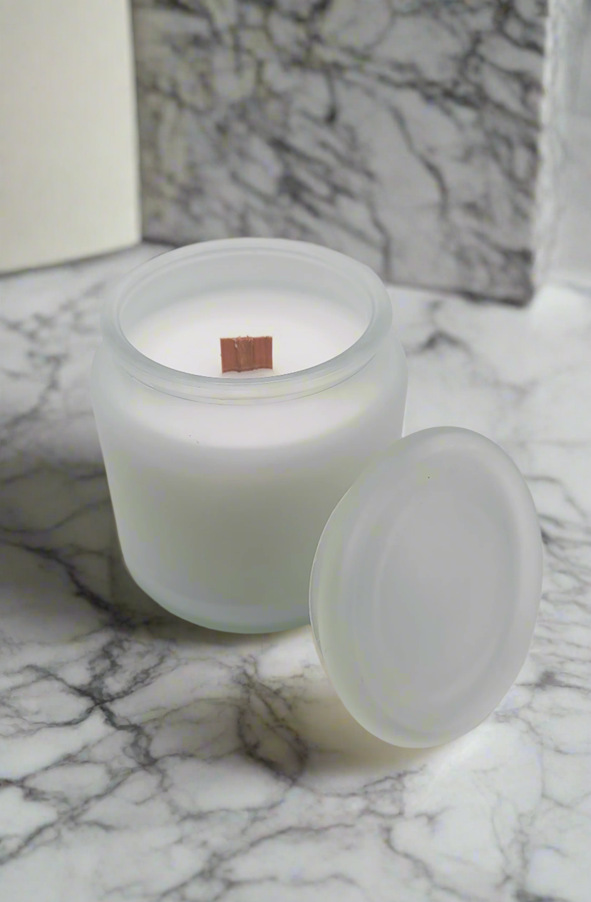 16 oz Frosted White Glass Candle