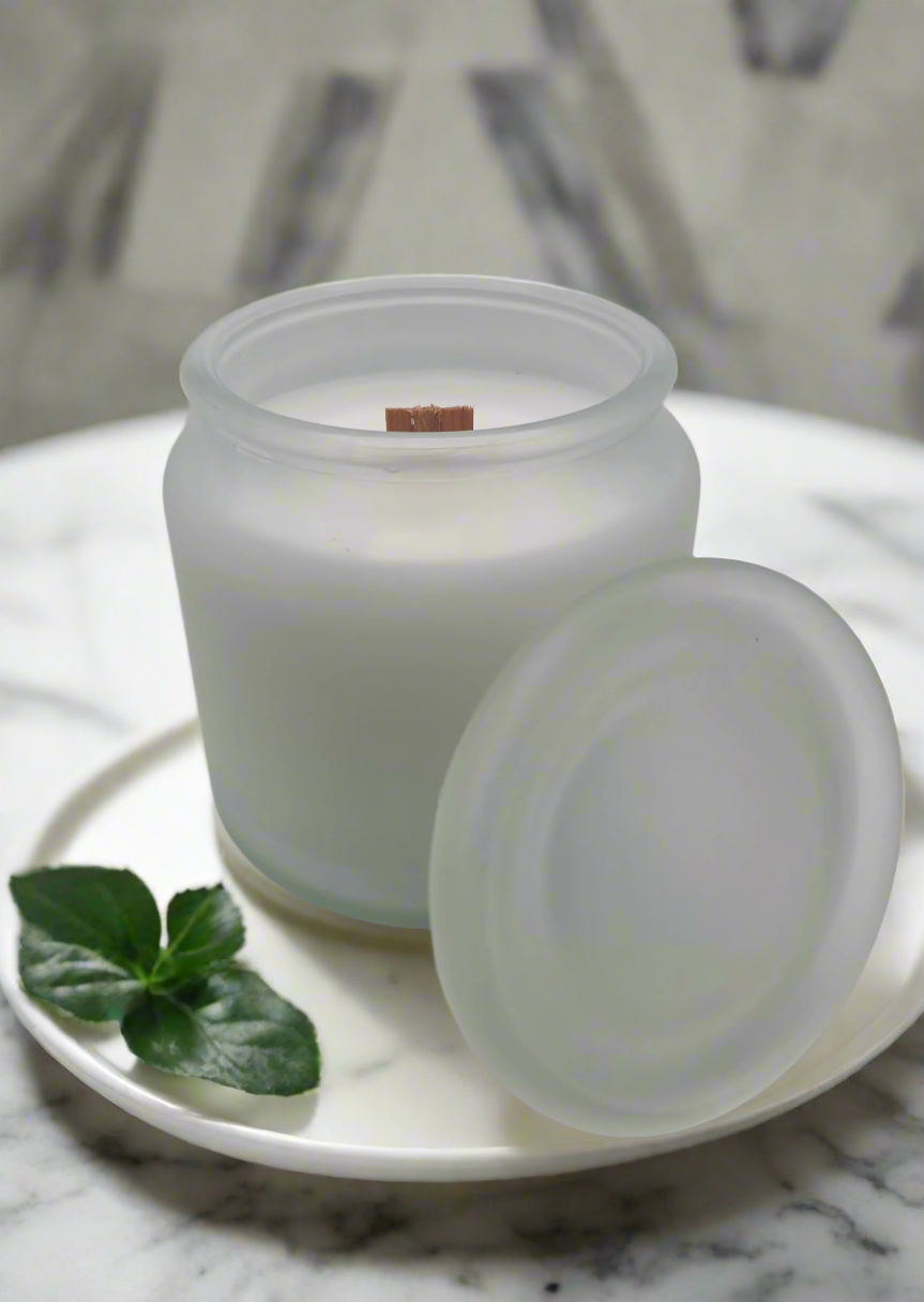 16 oz Frosted White Glass Candle