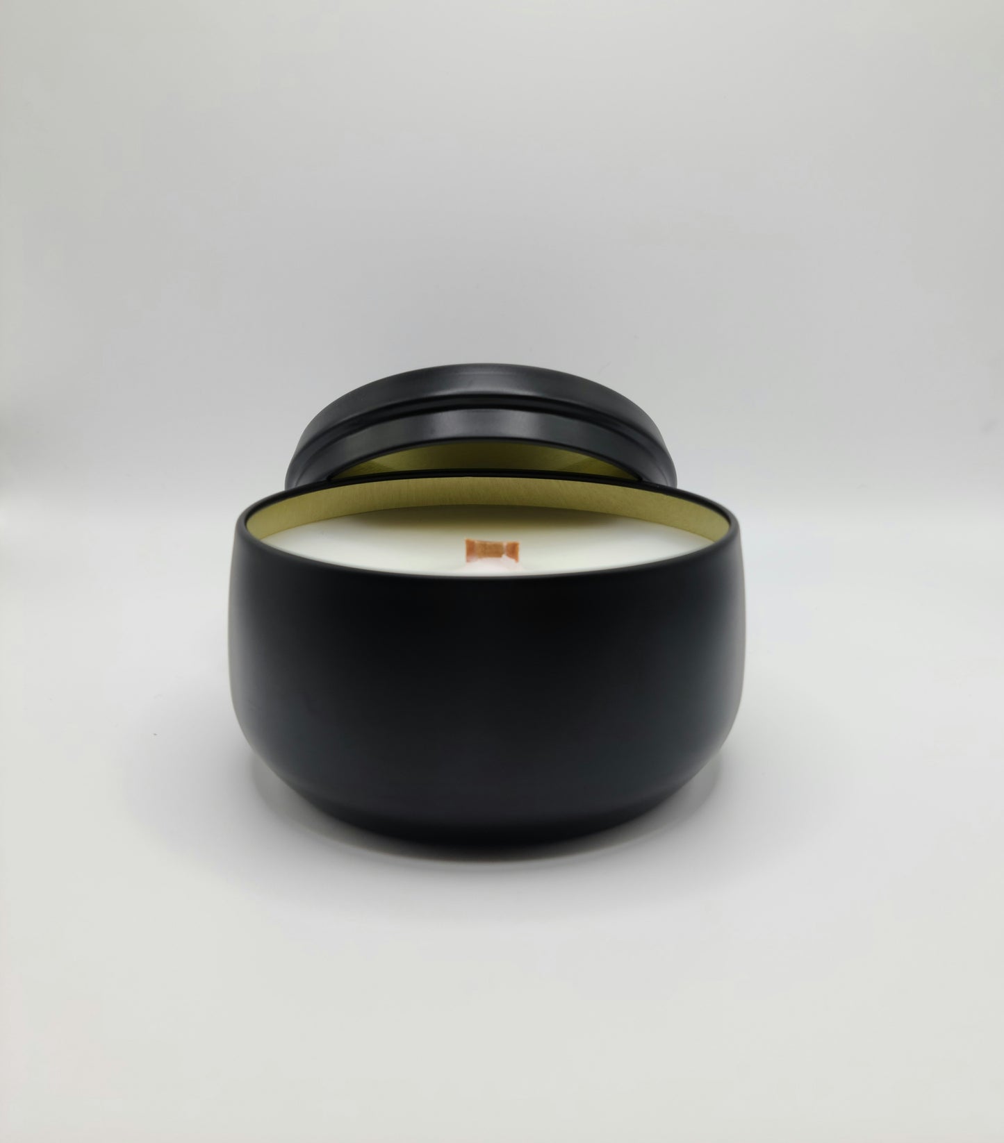 Elegant Black 8 oz Tin Candles.