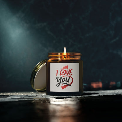 Romantic Scented Candles, Coconut Apricot Wax, I Love You Candle, Gift for Her, Wedding Favors, Home Decor, Anniversary Gift