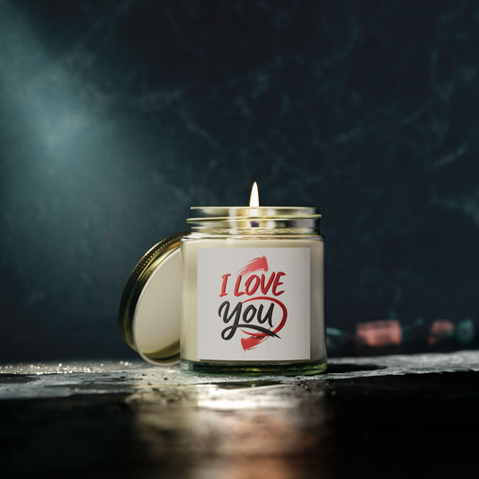 Romantic Scented Candles, Coconut Apricot Wax, I Love You Candle, Gift for Her, Wedding Favors, Home Decor, Anniversary Gift