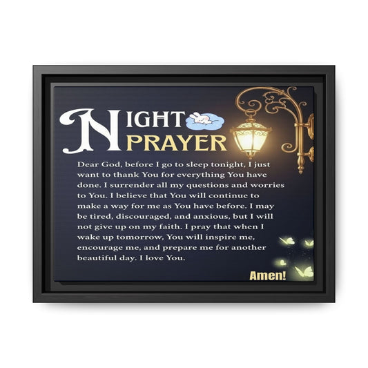 Framed Matte Canvas Night Prayer Art, Home Decor, Gift (Multiple sizes)