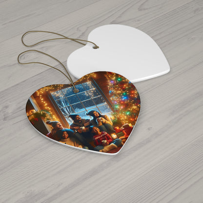 Ceramic Ornament: Cozy Family Scene, Holiday Home Decor