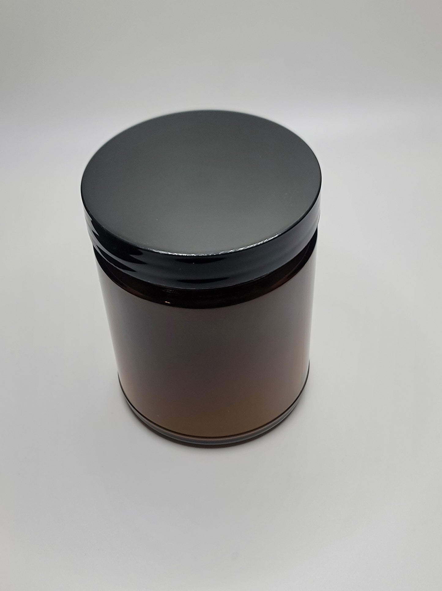 8 oz Amber Glass Candle with black lid