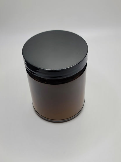 8 oz Amber Glass Candle with black lid