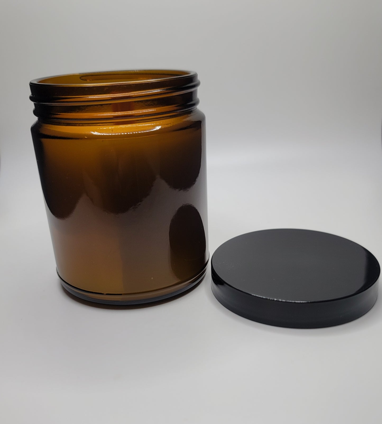 8 oz Amber Glass Candle with black lid
