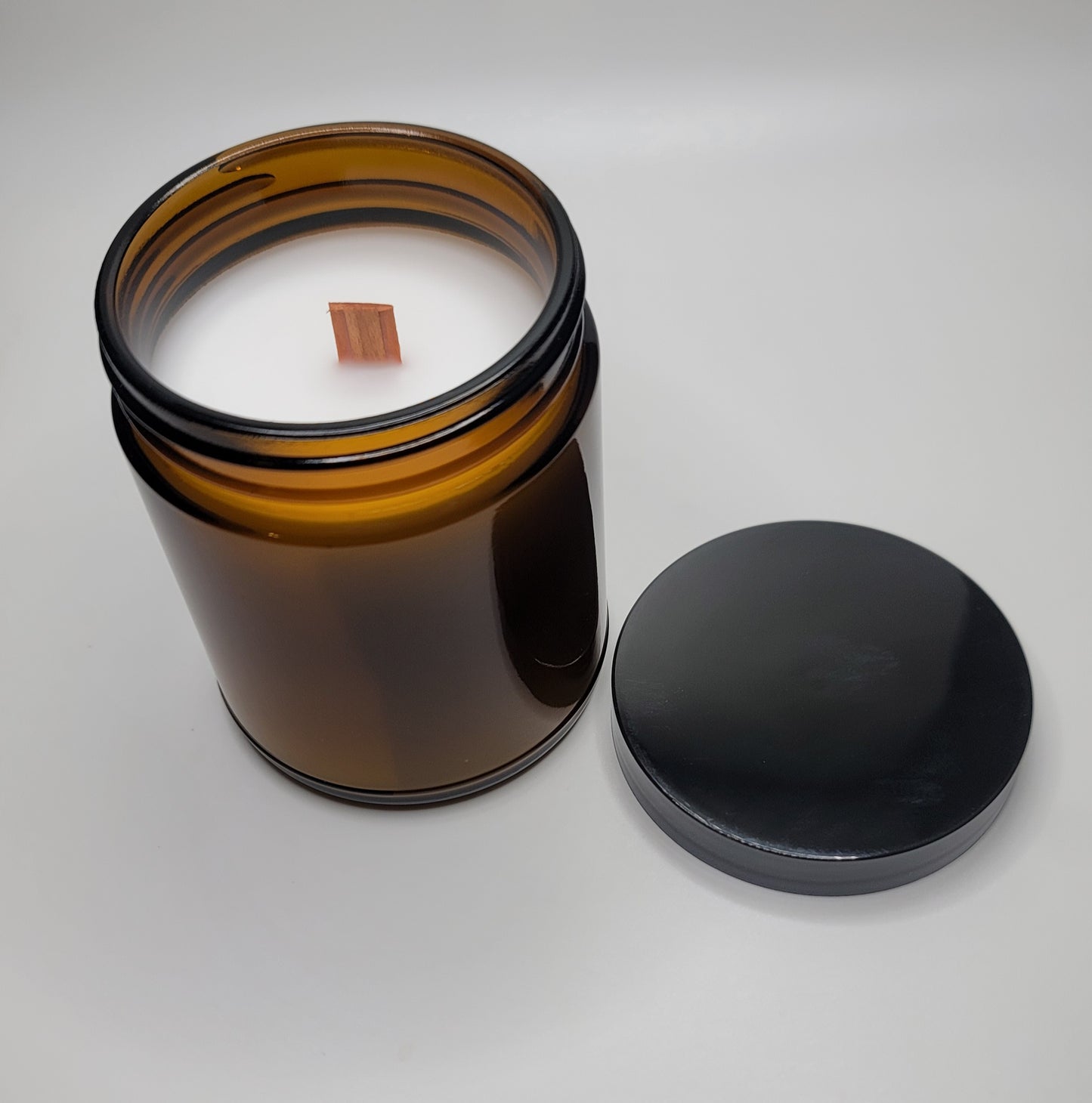 8 oz Amber Glass Candle with black lid