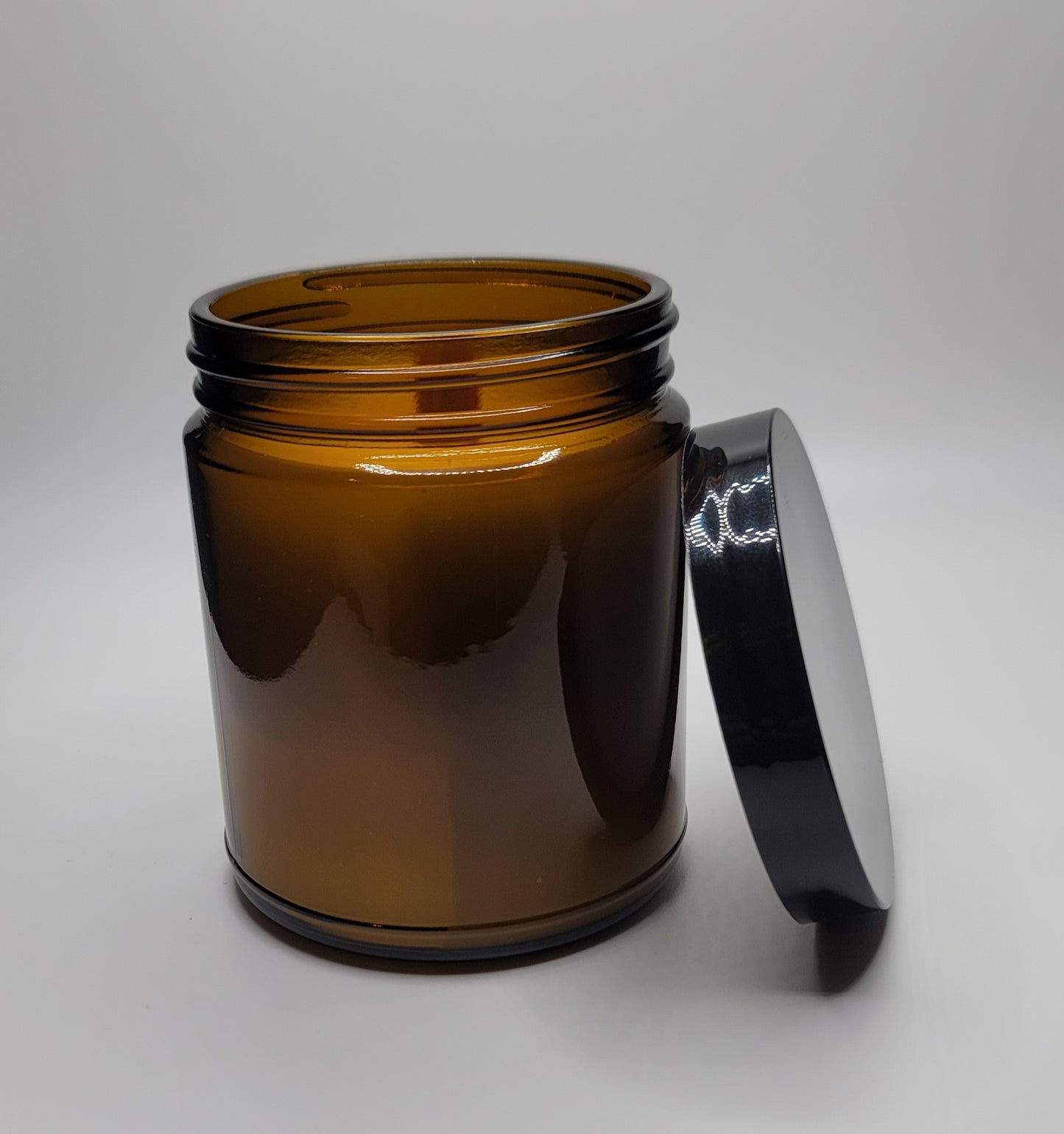 8 oz Amber Glass Candle with black lid