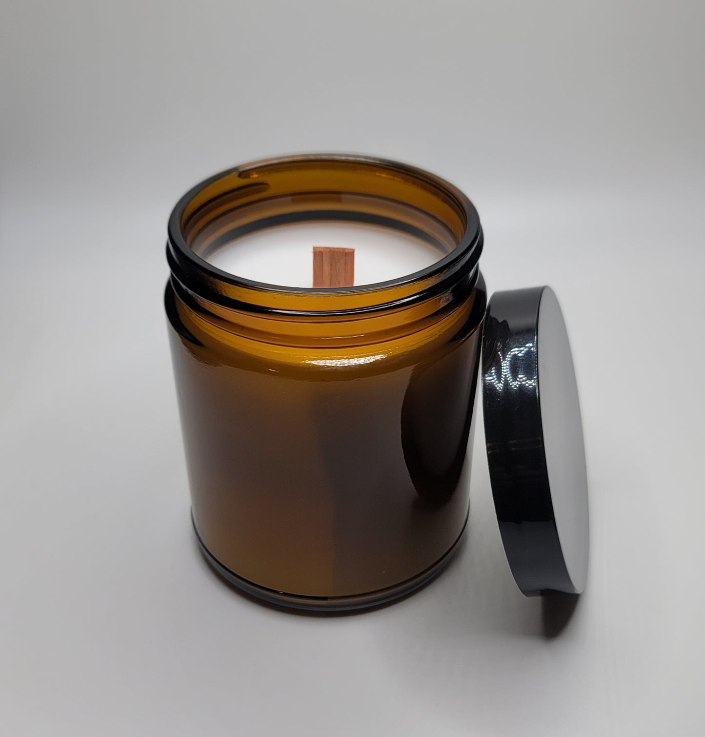 8 oz Amber Glass Candle with black lid