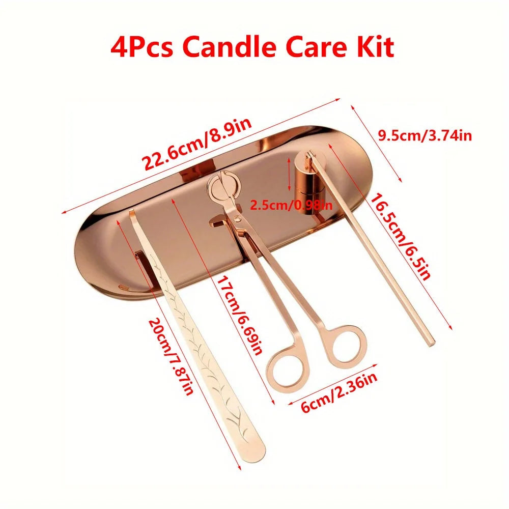 4pcs/set Luxury Candle Care Kit Stainless Steel Wick Trimmer Scissors Extinguisher Hooks DIY Candles Tool Candle Accessories Set