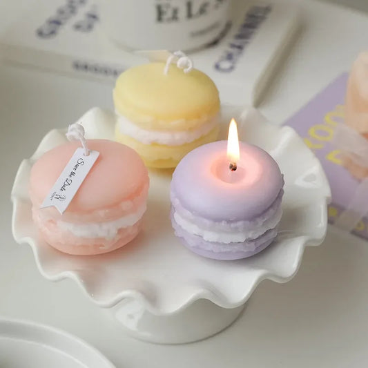 Macaron Aromatherapy Candle Lavender, Peach, Chamomile Cake, Dessert Candle Home Decoration Gift for Birthday Party's, Weddings, Baby Showers.
