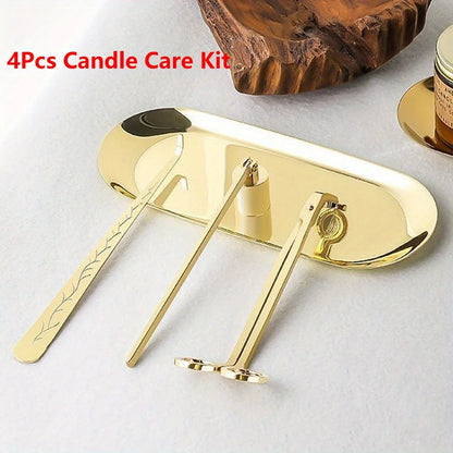 4pcs/set Luxury Candle Care Kit Stainless Steel Wick Trimmer Scissors Extinguisher Hooks DIY Candles Tool Candle Accessories Set