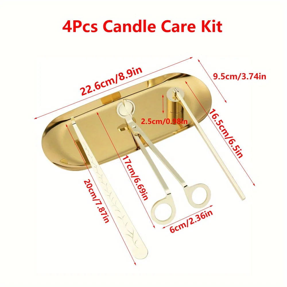 4pcs/set Luxury Candle Care Kit Stainless Steel Wick Trimmer Scissors Extinguisher Hooks DIY Candles Tool Candle Accessories Set
