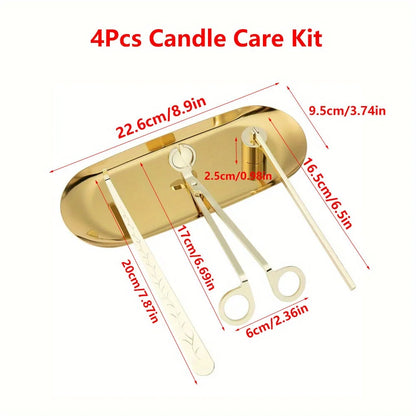 4pcs/set Luxury Candle Care Kit Stainless Steel Wick Trimmer Scissors Extinguisher Hooks DIY Candles Tool Candle Accessories Set