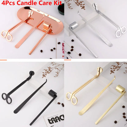4pcs/set Luxury Candle Care Kit Stainless Steel Wick Trimmer Scissors Extinguisher Hooks DIY Candles Tool Candle Accessories Set