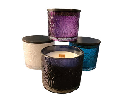 16 oz Luxury Glass Candle with Black Wooden Lid.