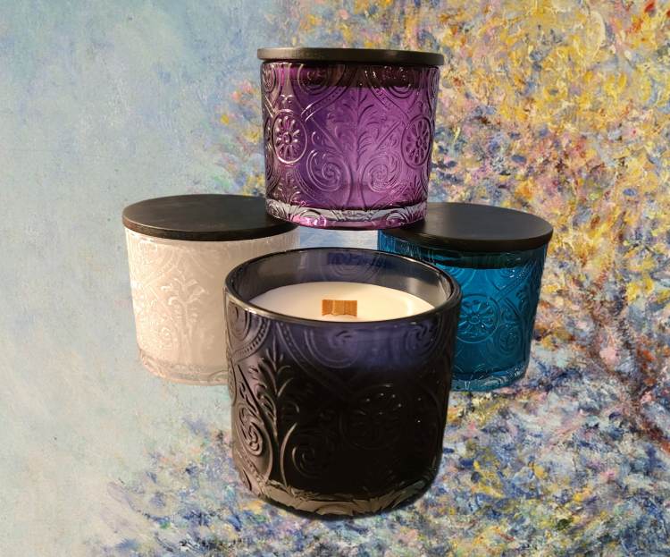 16 oz Luxury Glass Candle with Black Wooden Lid.