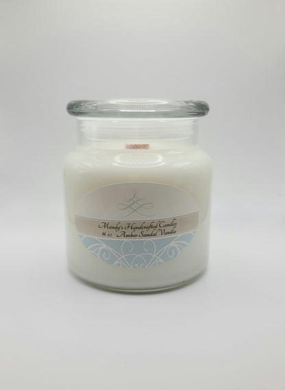 16 oz Glass Candle with Crackling Wooden Wick