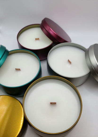 Elegant Teal 8 oz Tin Candles.