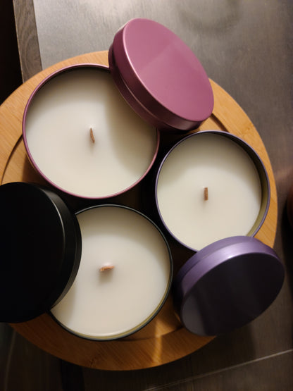 Elegant Sliver 8 oz Tin Candles.